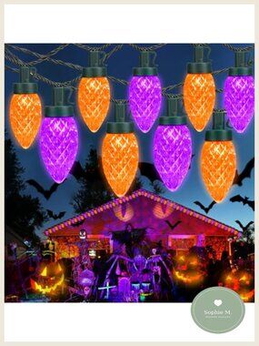 2PK 100 LED 86FT Connectable C9 Halloween Lights Outdoor